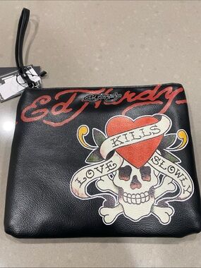 NWT ed hardy love kills wristlet bag purse tattoo